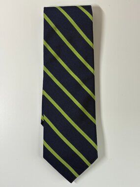 J. Crew Green and Navy Silk Striped Repp Tie